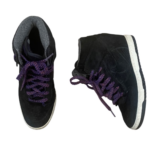 Worn once pristine Nike black suede wedge hi top sneakers 7.5 - Picture 3 of 8